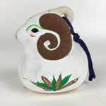 Japanese Clay Bell Vtg Dorei Ceramic Doll Amulet Zodiac Sheep White DR373