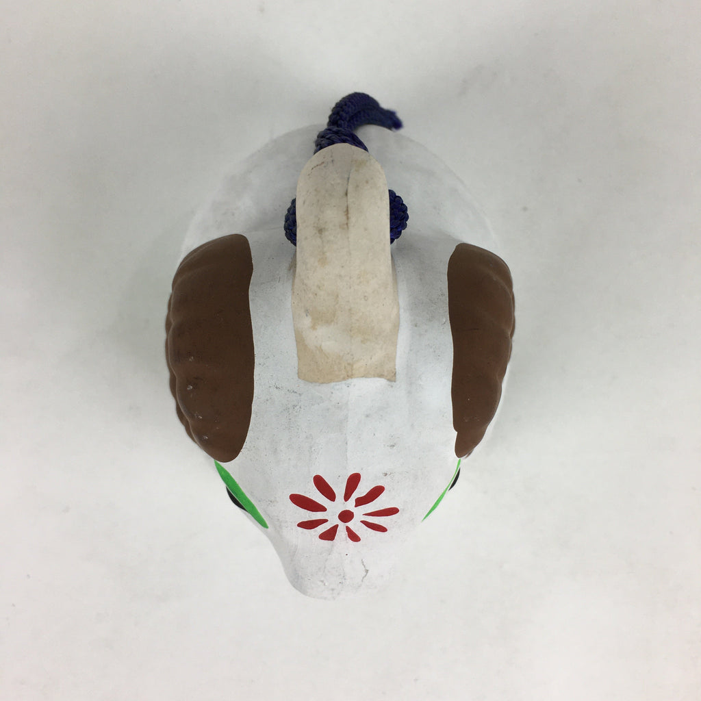 Japanese Clay Bell Vtg Dorei Ceramic Doll Amulet Zodiac Sheep White DR373