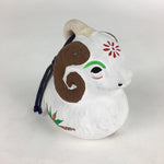 Japanese Clay Bell Vtg Dorei Ceramic Doll Amulet Zodiac Sheep White DR373