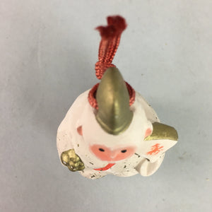 Japanese Clay Bell Vtg Dorei Ceramic Doll Beige Zodiac Monkey DR264