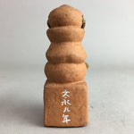 Japanese Clay Bell Vtg Dorei Ceramic Doll Brown Stele Koyasan Buddhist DR299
