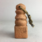 Japanese Clay Bell Vtg Dorei Ceramic Doll Brown Stele Koyasan Buddhist DR299