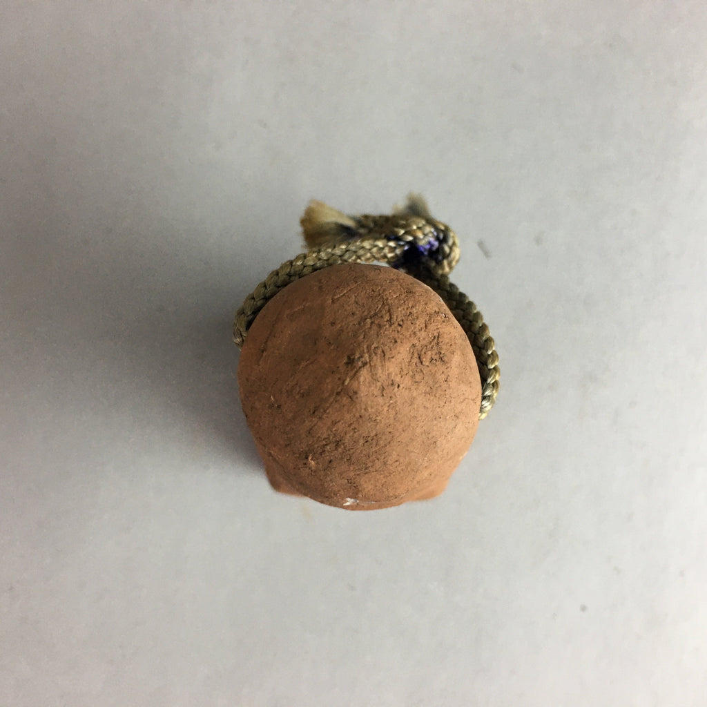 Japanese Clay Bell Vtg Dorei Ceramic Doll Brown Stele Koyasan Buddhist DR299