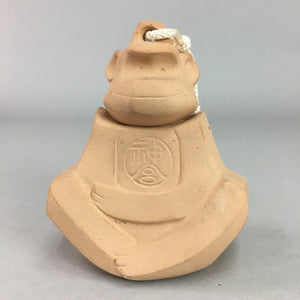 Japanese Clay Bell Vtg Dorei Ceramic Doll Brown Zodiac Monkey Shinto DR272