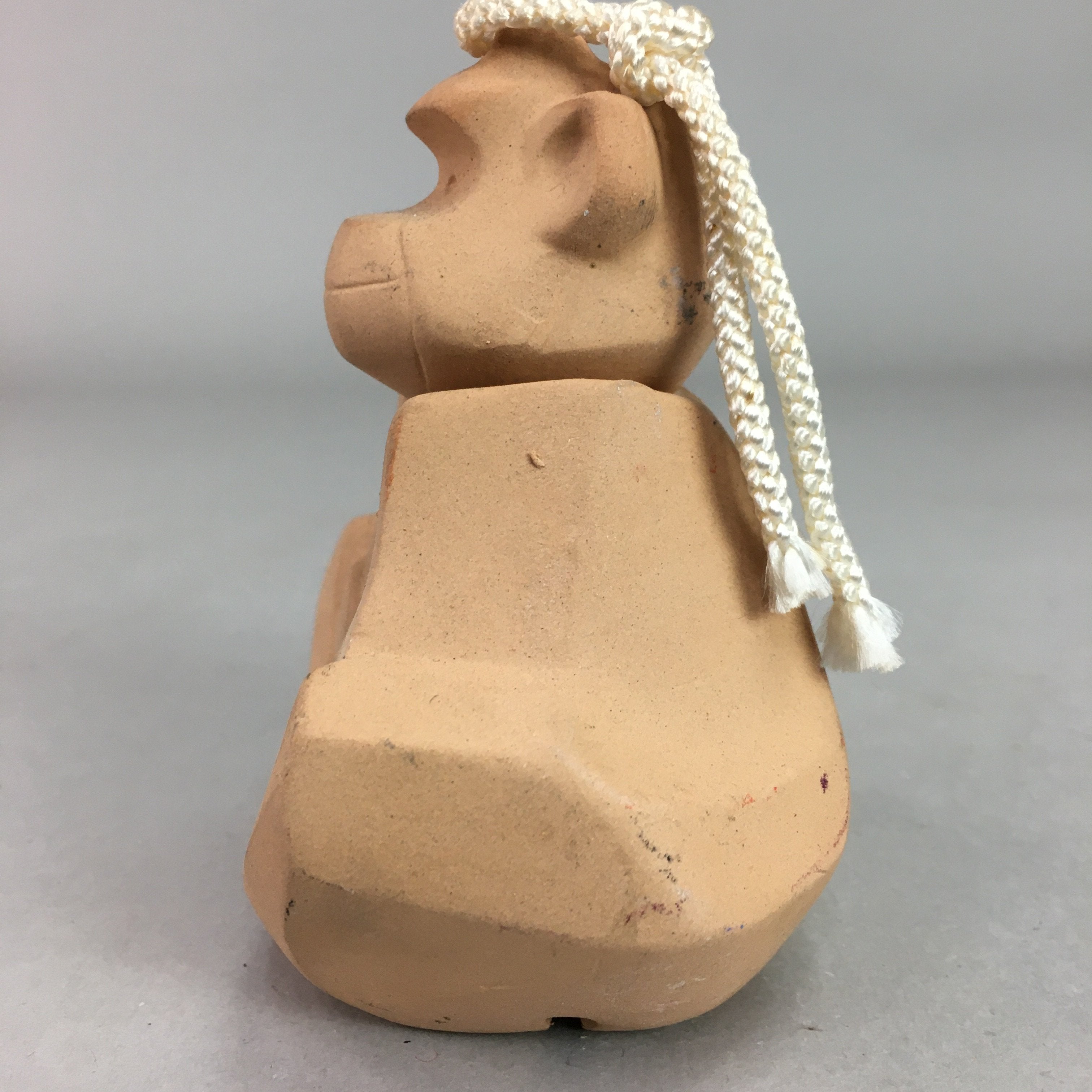 Japanese Clay Bell Vtg Dorei Ceramic Doll Brown Zodiac Monkey Shinto DR272