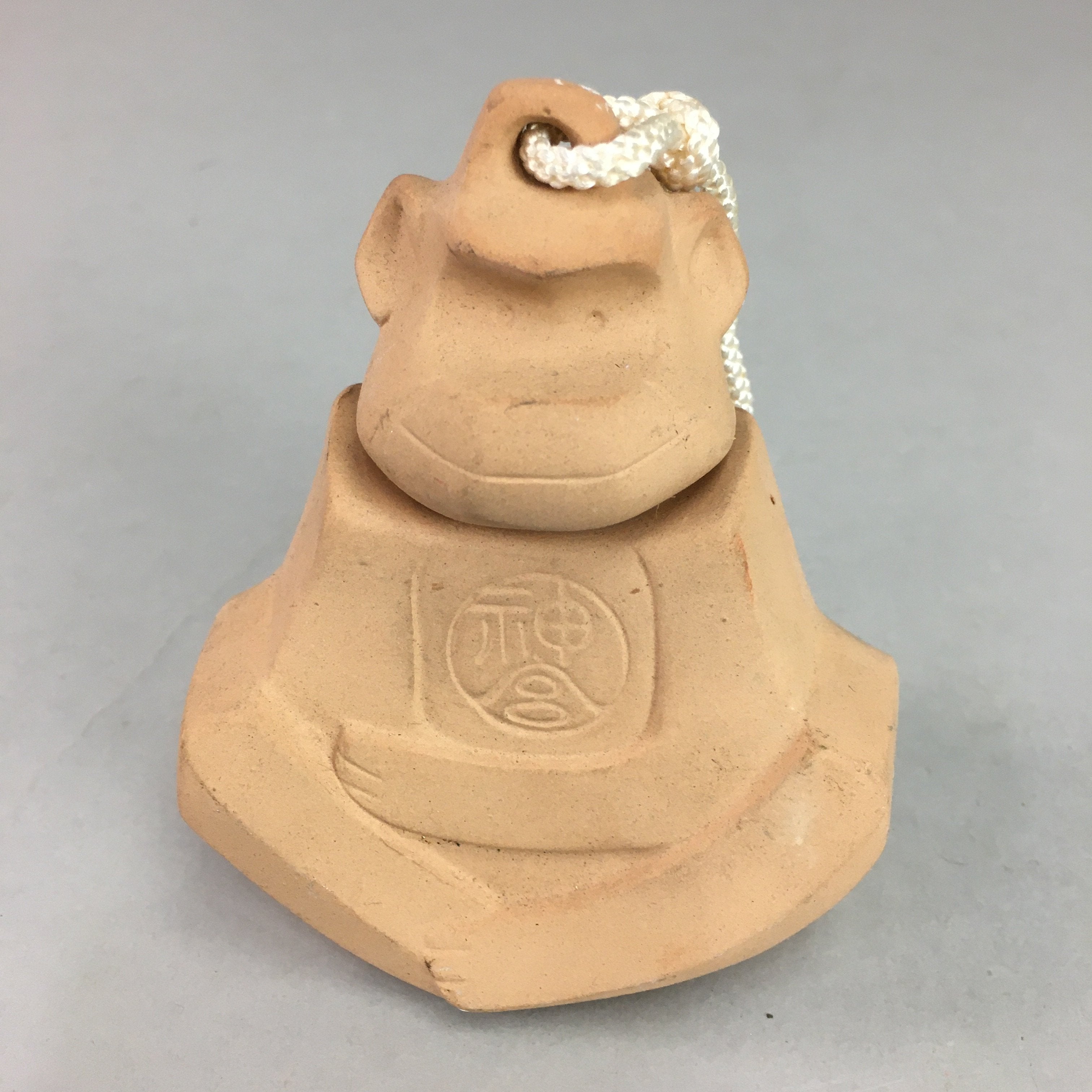 Japanese Clay Bell Vtg Dorei Ceramic Doll Brown Zodiac Monkey Shinto DR272