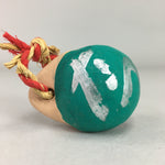 Japanese Clay Bell Vtg Dorei Ceramic Doll Dragon Kanji Green Blue DR282