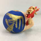Japanese Clay Bell Vtg Dorei Ceramic Doll Dragon Kanji Green Blue DR282