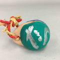 Japanese Clay Bell Vtg Dorei Ceramic Doll Dragon Kanji Green Blue DR282