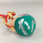 Japanese Clay Bell Vtg Dorei Ceramic Doll Dragon Kanji Green Blue DR282
