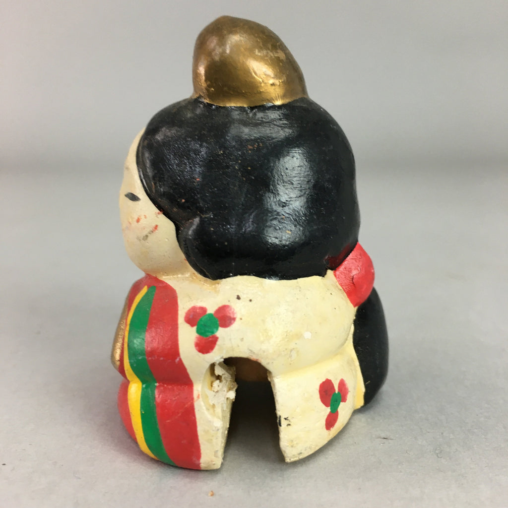 Japanese Clay Bell Vtg Dorei Ceramic Doll Hina Doll Kimono Empress DR236