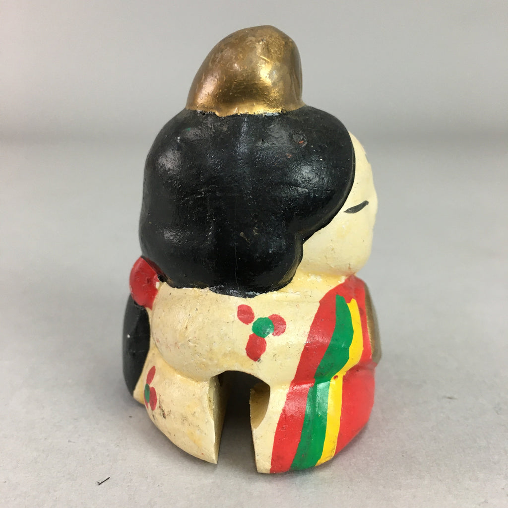 Japanese Clay Bell Vtg Dorei Ceramic Doll Hina Doll Kimono Empress DR236