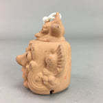 Japanese Clay Bell Vtg Dorei Ceramic Doll Oni Mask Shrine Amulet DR244