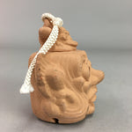 Japanese Clay Bell Vtg Dorei Ceramic Doll Oni Mask Shrine Amulet DR244