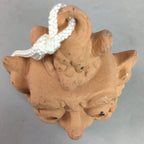 Japanese Clay Bell Vtg Dorei Ceramic Doll Oni Mask Shrine Amulet DR244