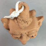 Japanese Clay Bell Vtg Dorei Ceramic Doll Oni Mask Shrine Amulet DR244