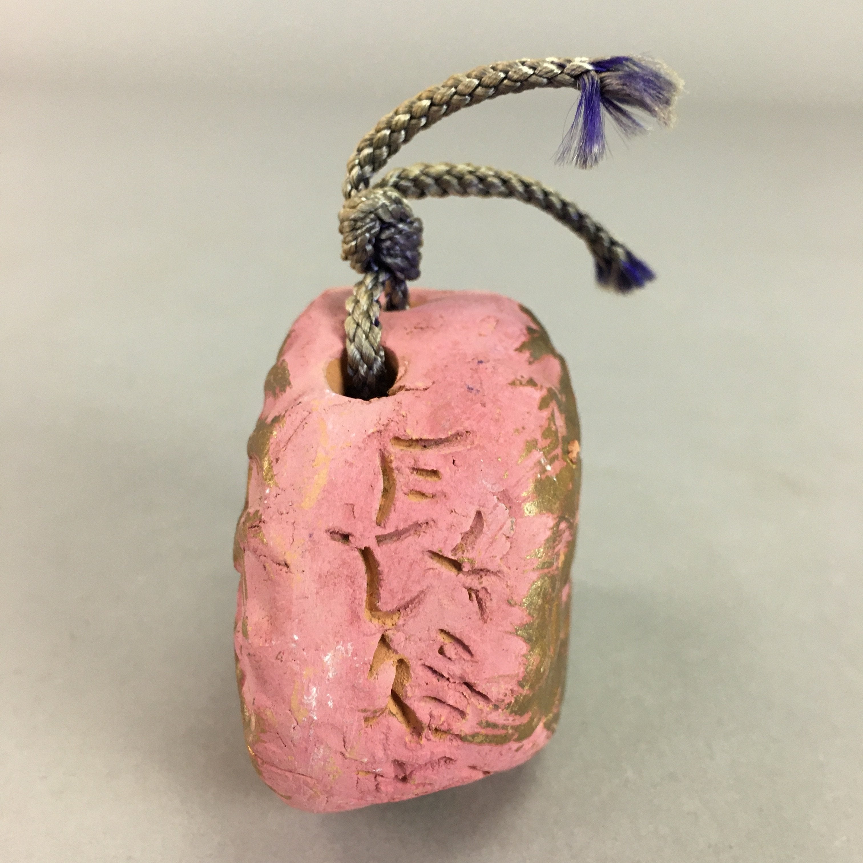 Japanese Clay Bell Vtg Dorei Ceramic Doll Pink Gold Floral Rose DR243