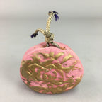 Japanese Clay Bell Vtg Dorei Ceramic Doll Pink Gold Floral Rose DR243