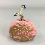 Japanese Clay Bell Vtg Dorei Ceramic Doll Pink Gold Floral Rose DR243