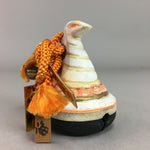 Japanese Clay Bell Vtg Dorei Ceramic Doll White Snake Lucky Charm Amulet DR250