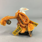Japanese Clay Bell Vtg Dorei Ceramic Doll White Snake Lucky Charm Amulet DR250