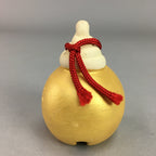 Japanese Clay Bell Vtg Dorei Ceramic Doll White Snake Lucky Charm Gold DR241