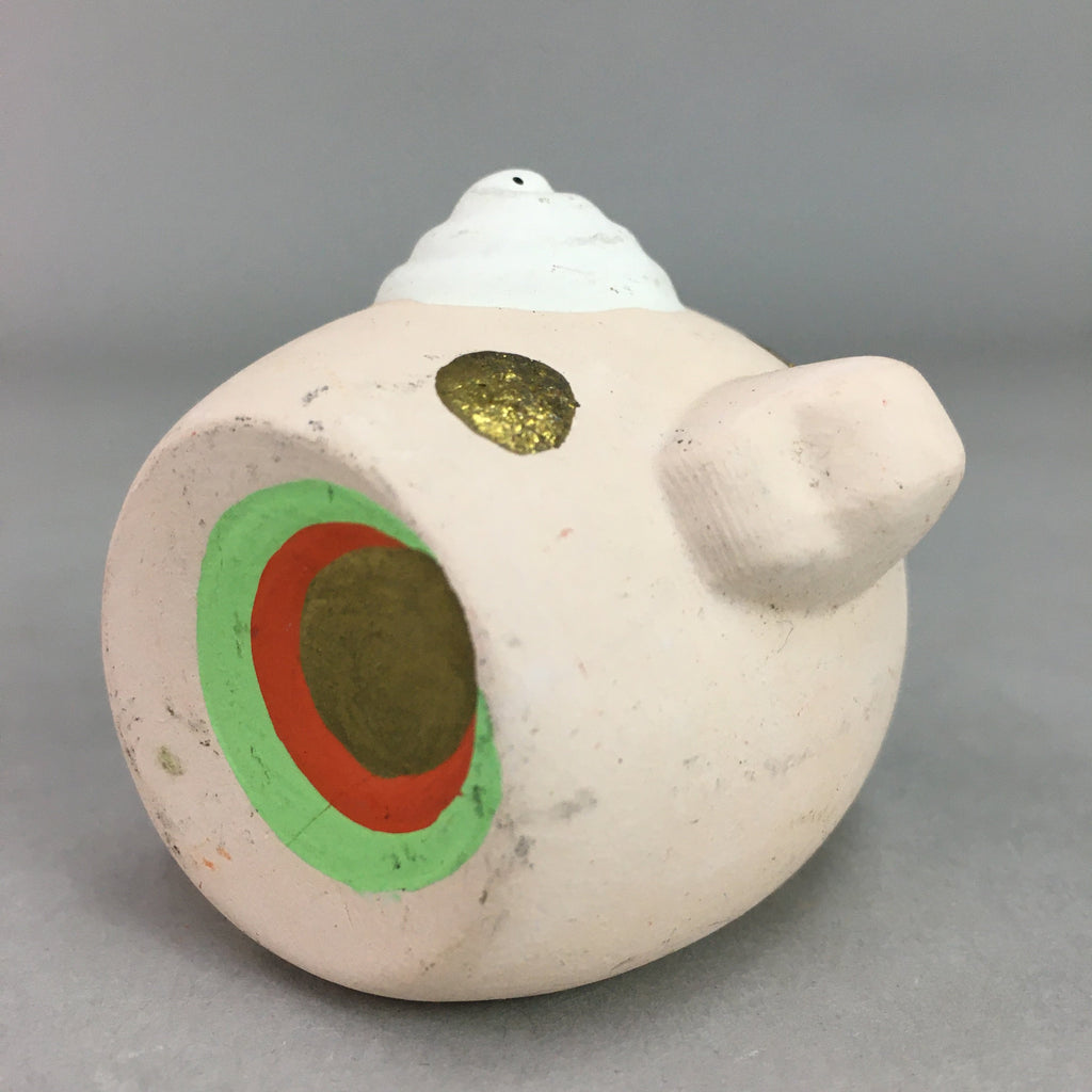 Japanese Clay Bell Vtg Dorei Ceramic Doll White Snake Lucky Hammer DR259