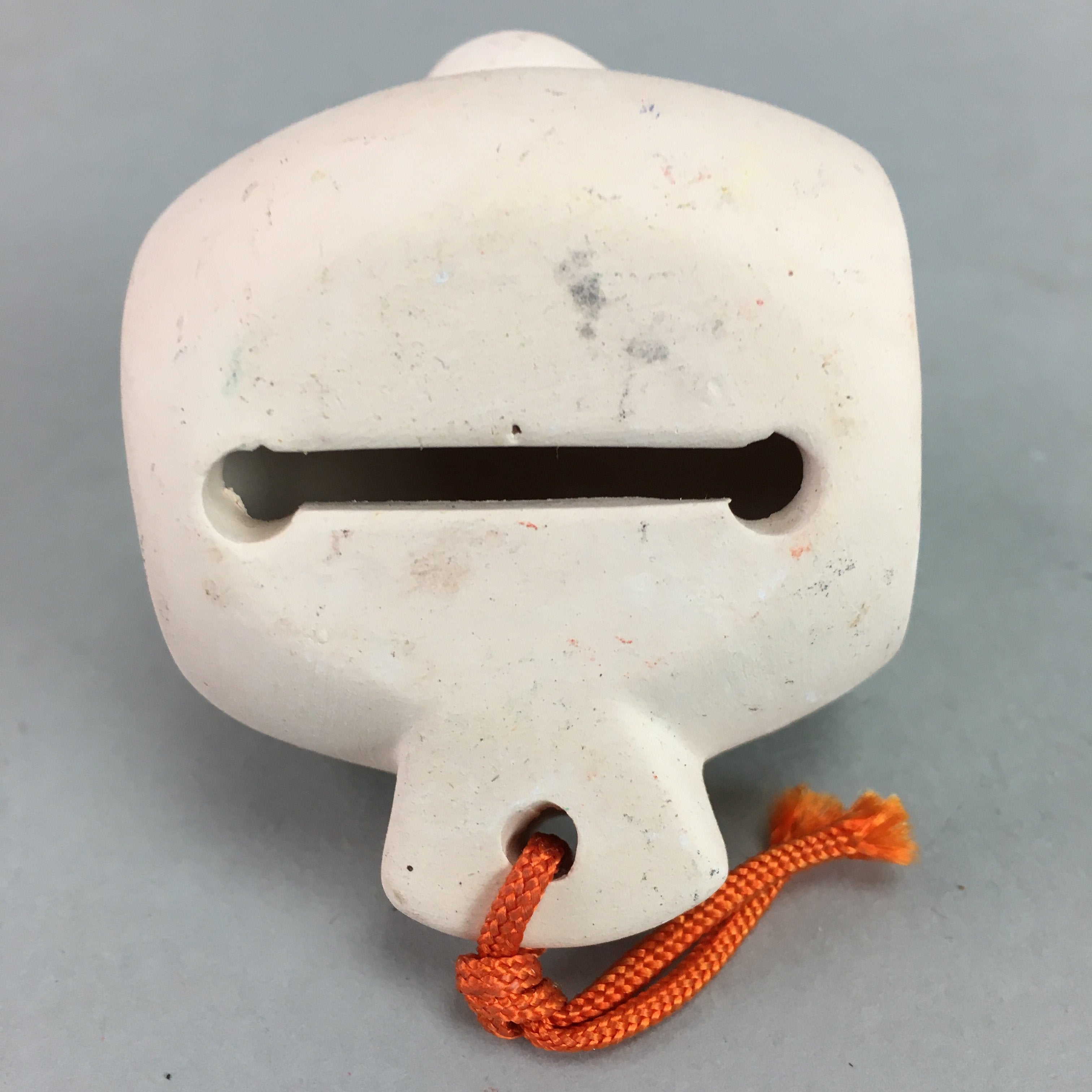 Japanese Clay Bell Vtg Dorei Ceramic Doll White Snake Lucky Hammer DR259