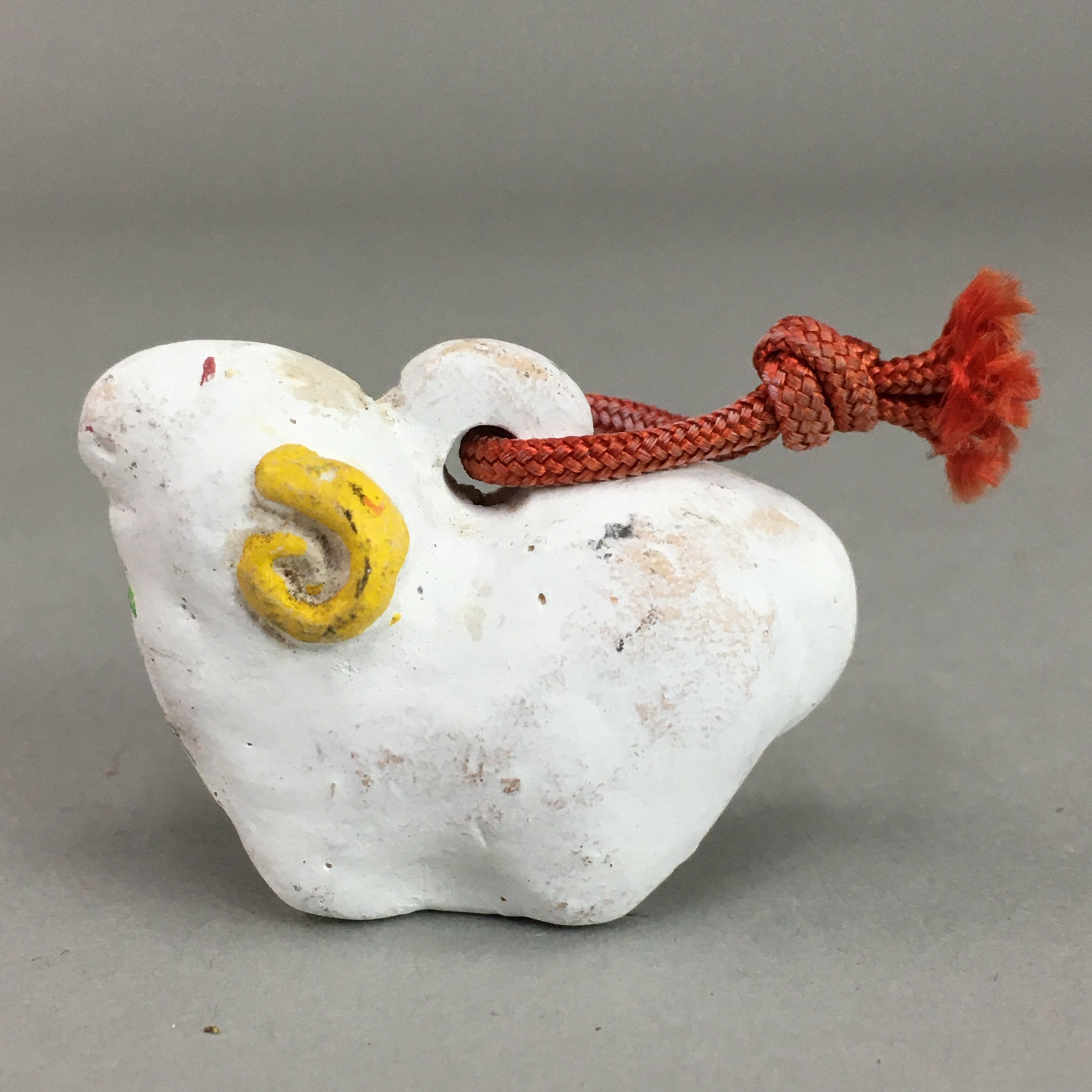 Japanese Clay Bell Vtg Dorei Ceramic Doll White Zodiac Sheep DR265