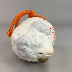 Japanese Clay Bell Vtg Dorei Ceramic Doll White Zodiac Sheep Kanji DR249
