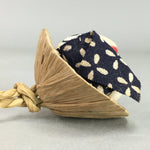 Japanese Clay Bell Vtg Dorei Ceramic Figurine Straw Hat Farmer Smile Face DR232