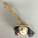 Japanese Clay Bell Vtg Dorei Ceramic Figurine Straw Hat Farmer Smile Face DR232