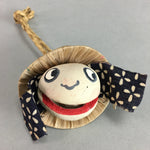 Japanese Clay Bell Vtg Dorei Ceramic Figurine Straw Hat Farmer Smile Face DR232