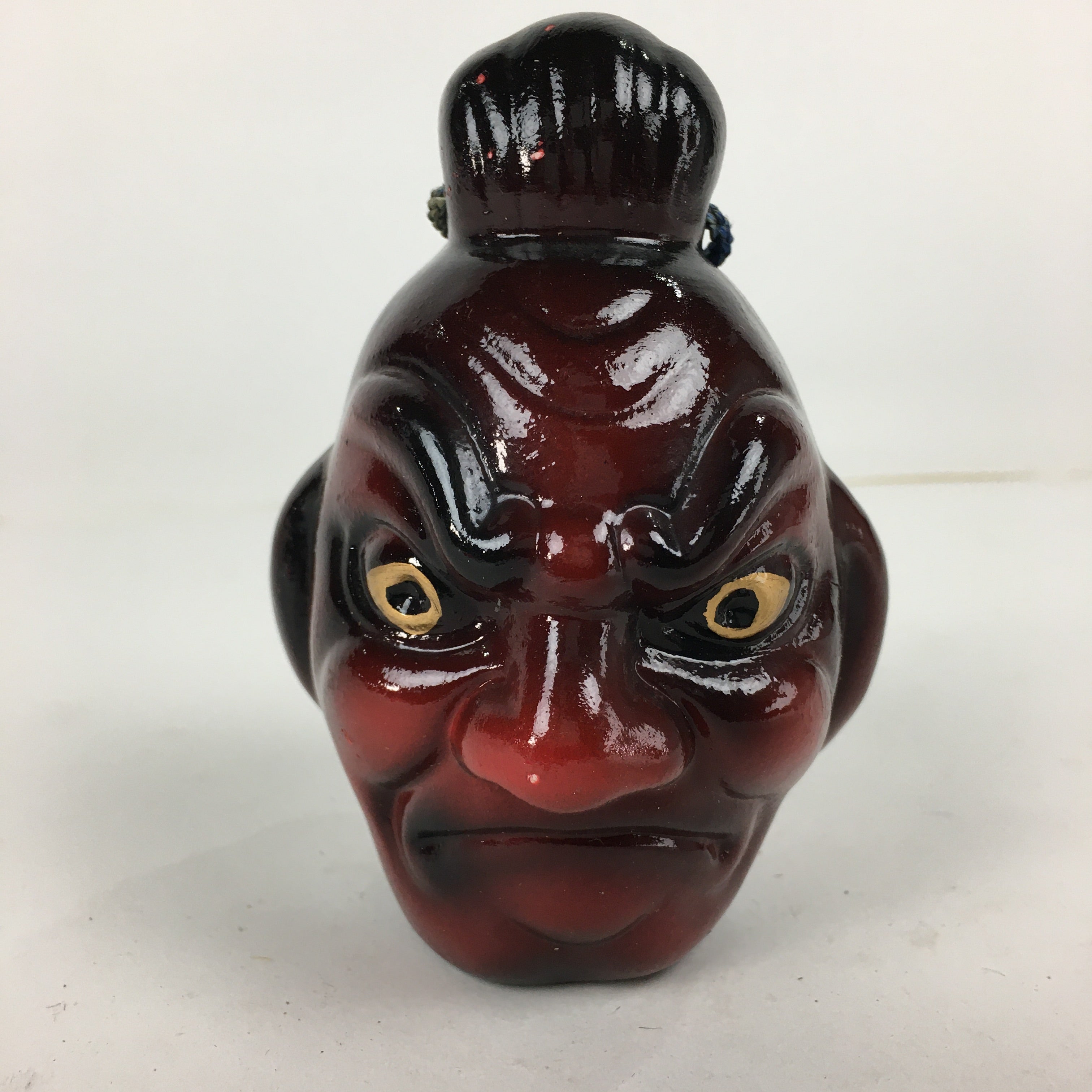 Japanese Clay Bell Vtg Nio Statue Dorei Ceramic Doll Double faced Front Back DR