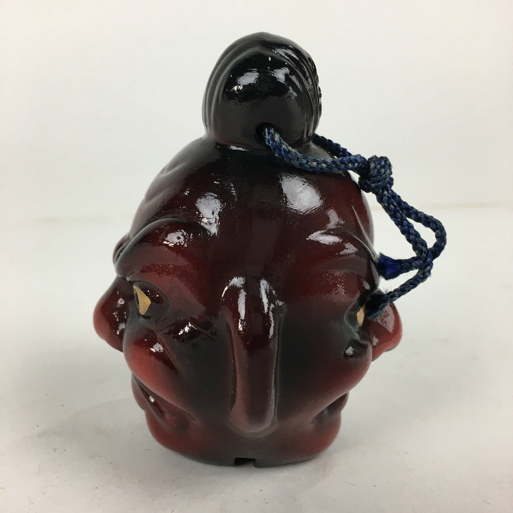 Japanese Clay Bell Vtg Nio Statue Dorei Ceramic Doll Double faced Front Back DR