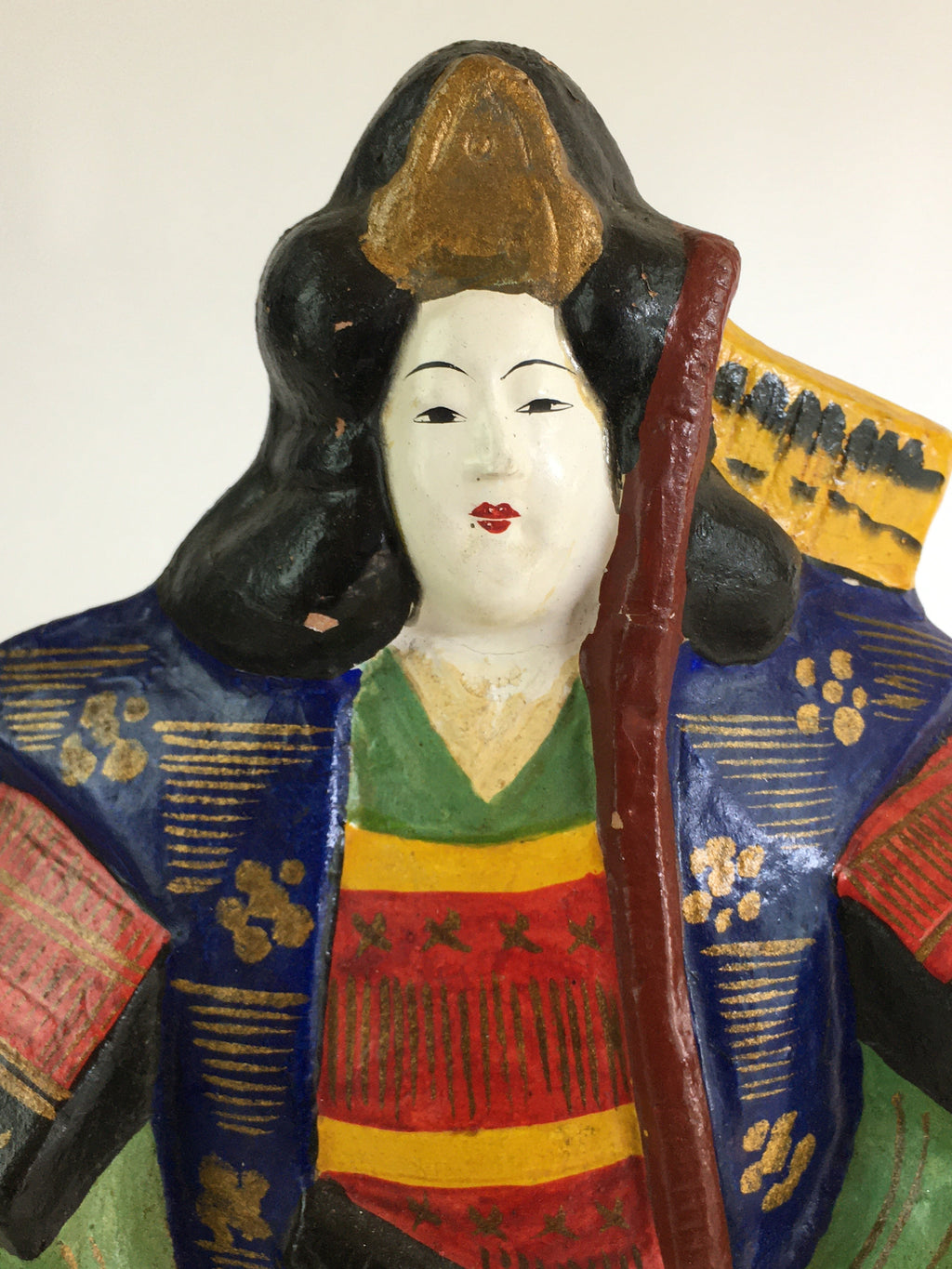 Japanese Clay Doll Vtg Ningyo Traditional Handicraft Female Samurai BD832