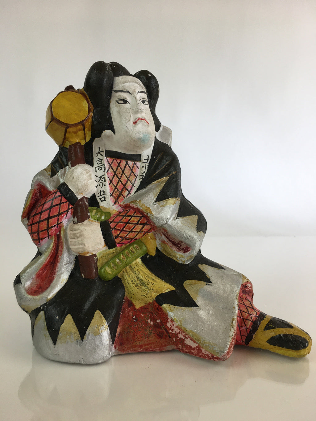Japanese Clay Doll Vtg Ningyo Traditional Handicraft Kabuki Hammer BD830