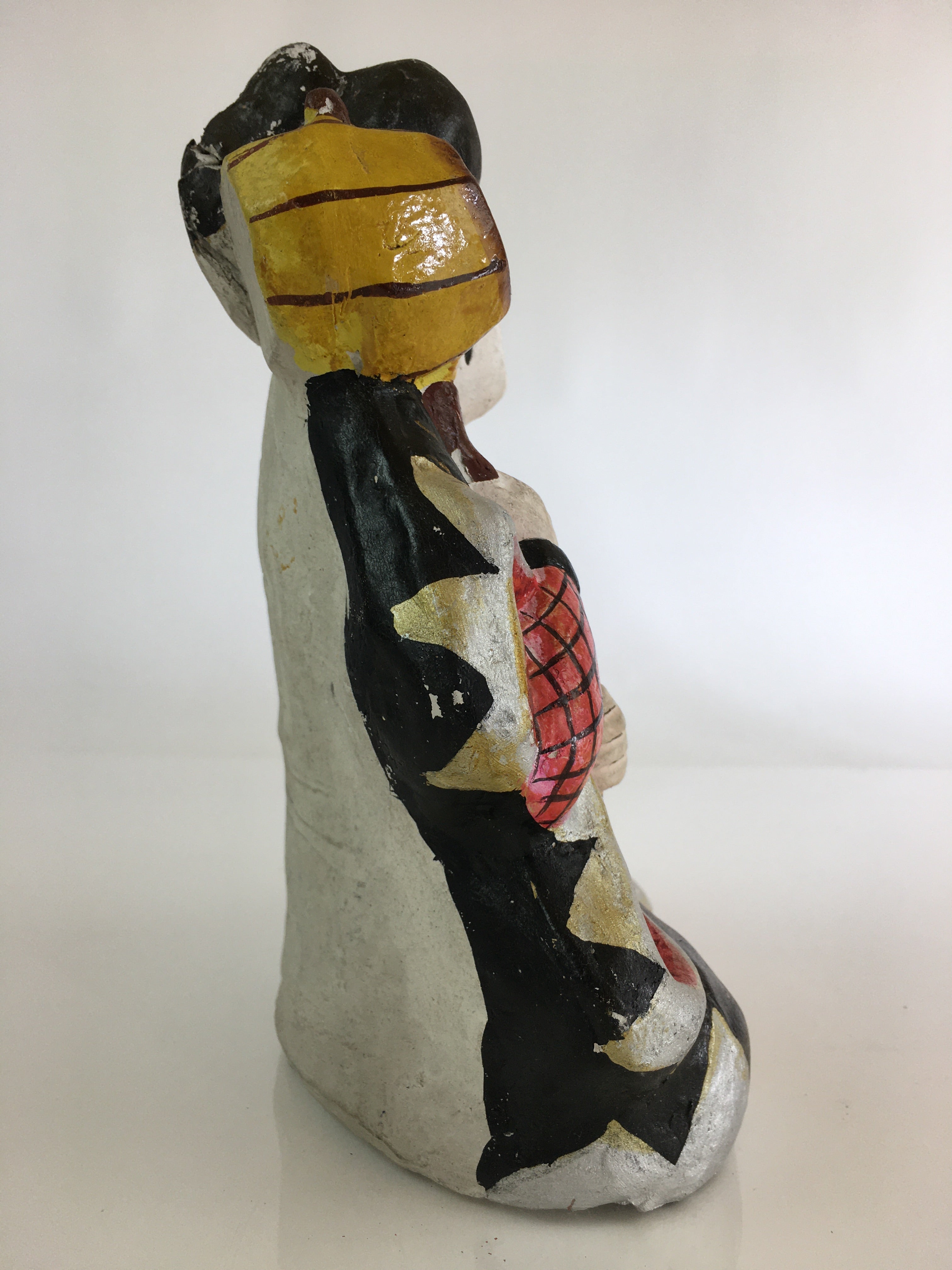 Japanese Clay Doll Vtg Ningyo Traditional Handicraft Kabuki Hammer BD830
