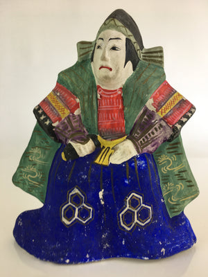 Japanese Clay Doll Vtg Ningyo Traditional Handicraft Kabuki Samurai BD831
