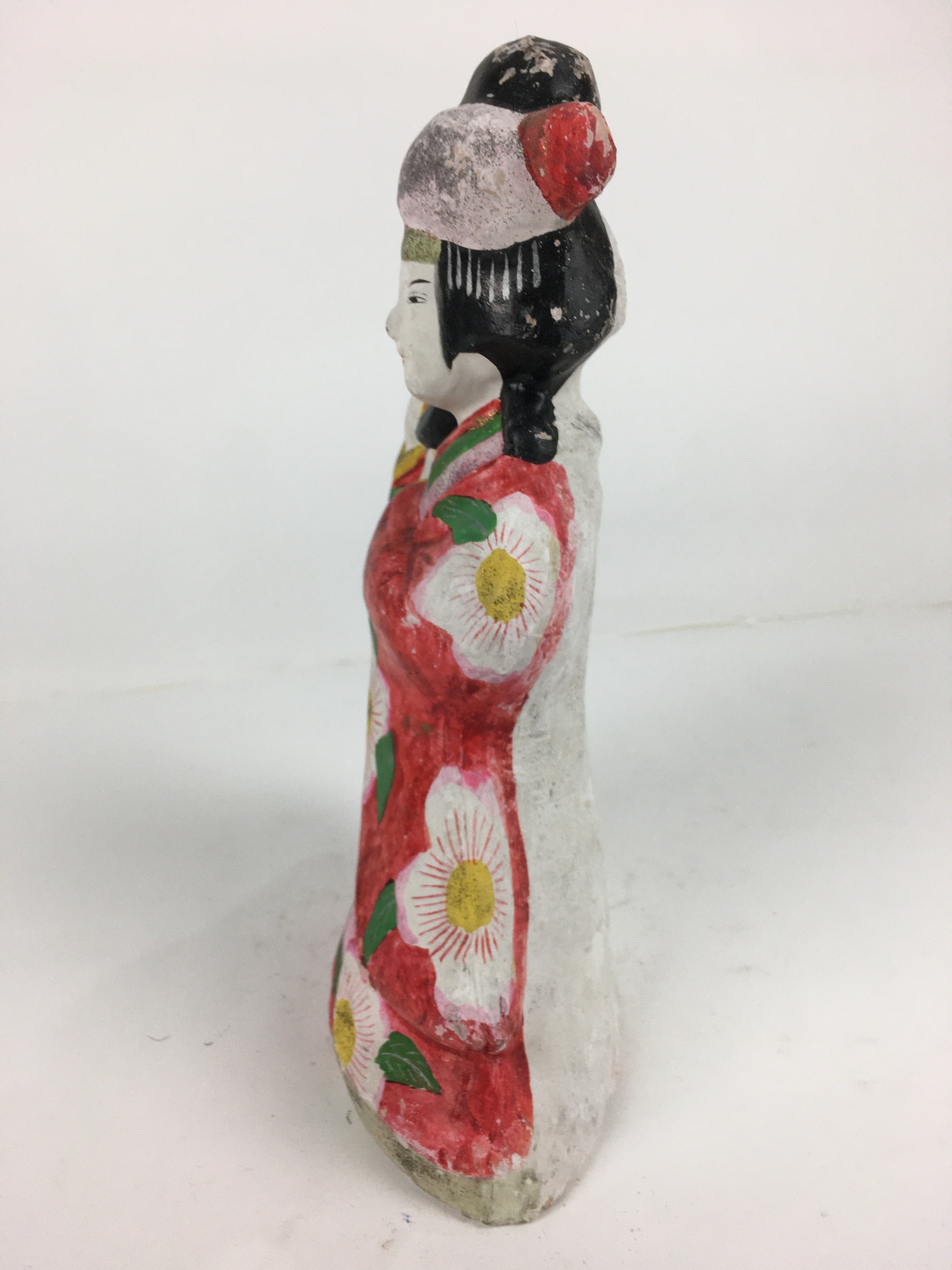 Japanese Clay Doll Vtg Ningyo Traditional Handicraft Kimono Drum Woman BD747
