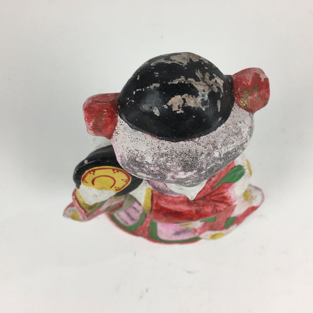 Japanese Clay Doll Vtg Ningyo Traditional Handicraft Kimono Drum Woman BD747