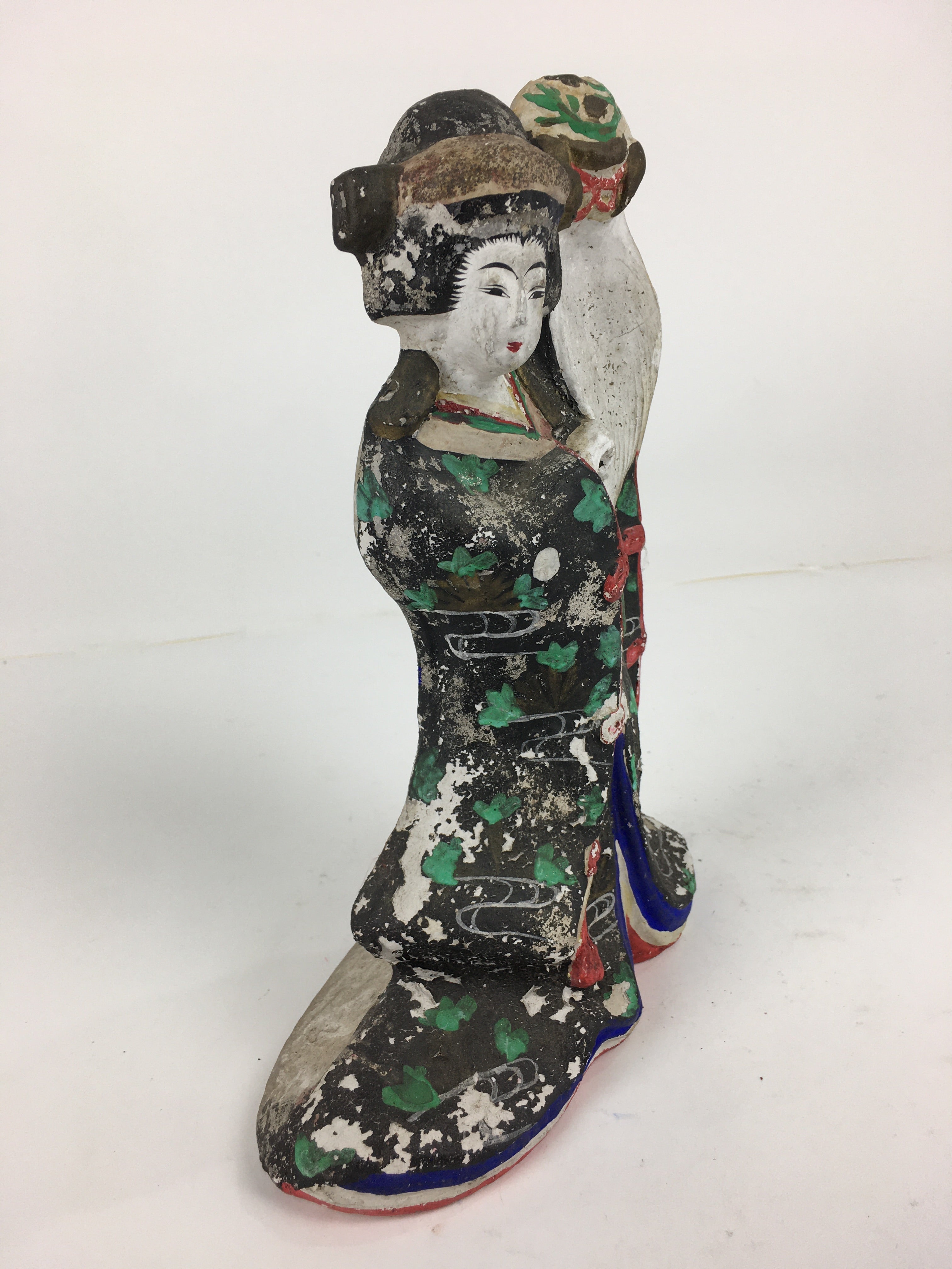 Japanese Clay Doll Vtg Ningyo Traditional Handicraft Kimono Geisha BD752