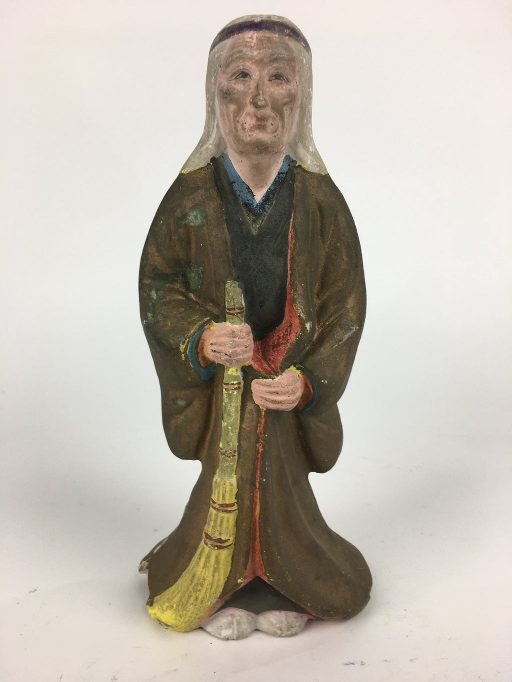 Japanese Clay Doll Vtg Ningyo Traditional Handicraft Kimono Old Lady BD754