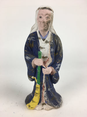 Japanese Clay Doll Vtg Ningyo Traditional Handicraft Kimono Old Lady BD755