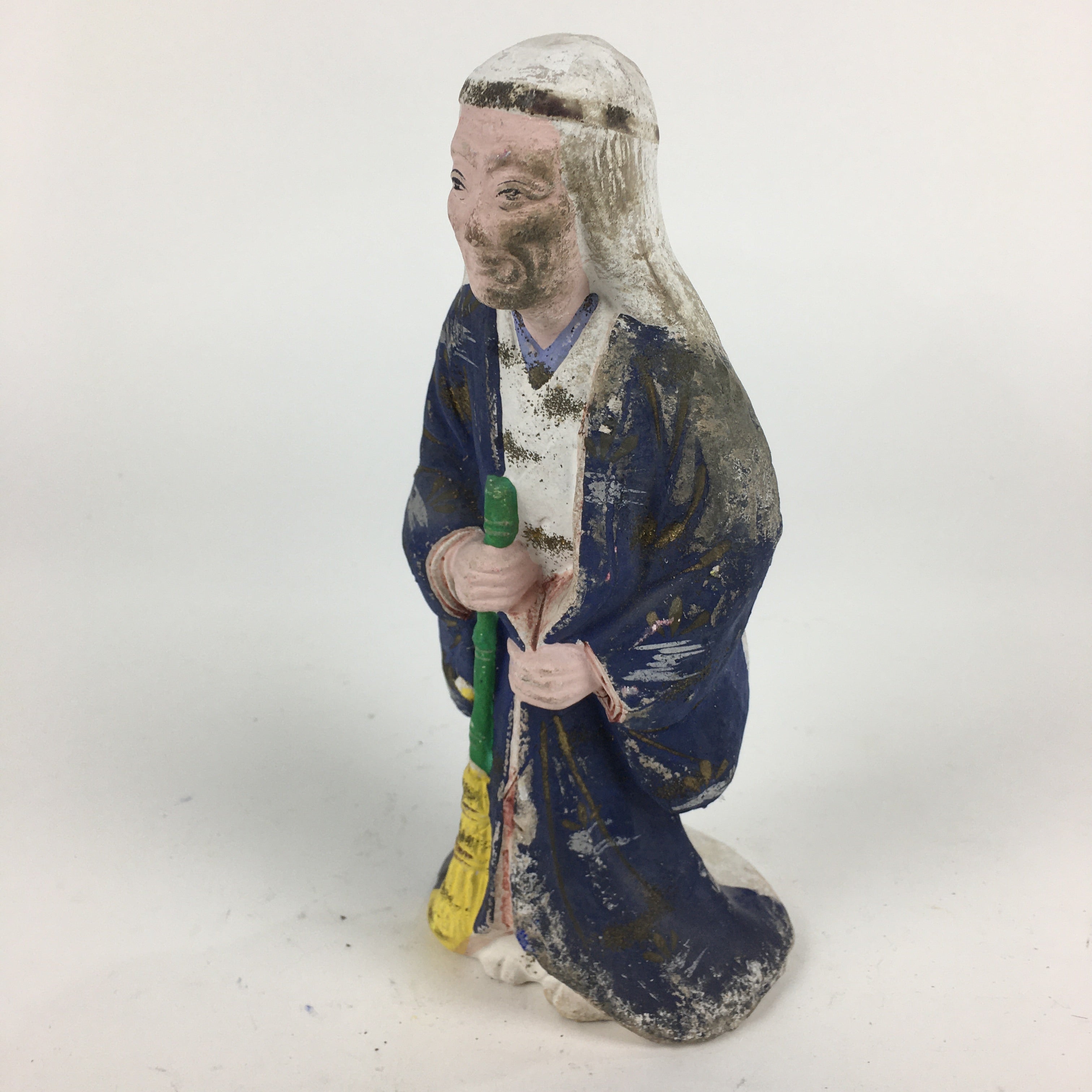 Japanese Clay Doll Vtg Ningyo Traditional Handicraft Kimono Old Lady BD755