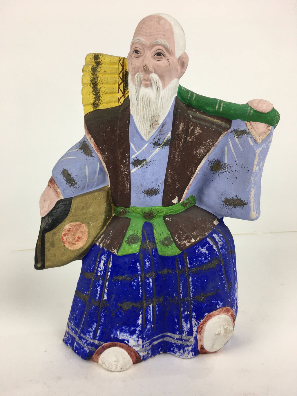 Japanese Clay Doll Vtg Ningyo Traditional Handicraft Kimono Old Man BD745