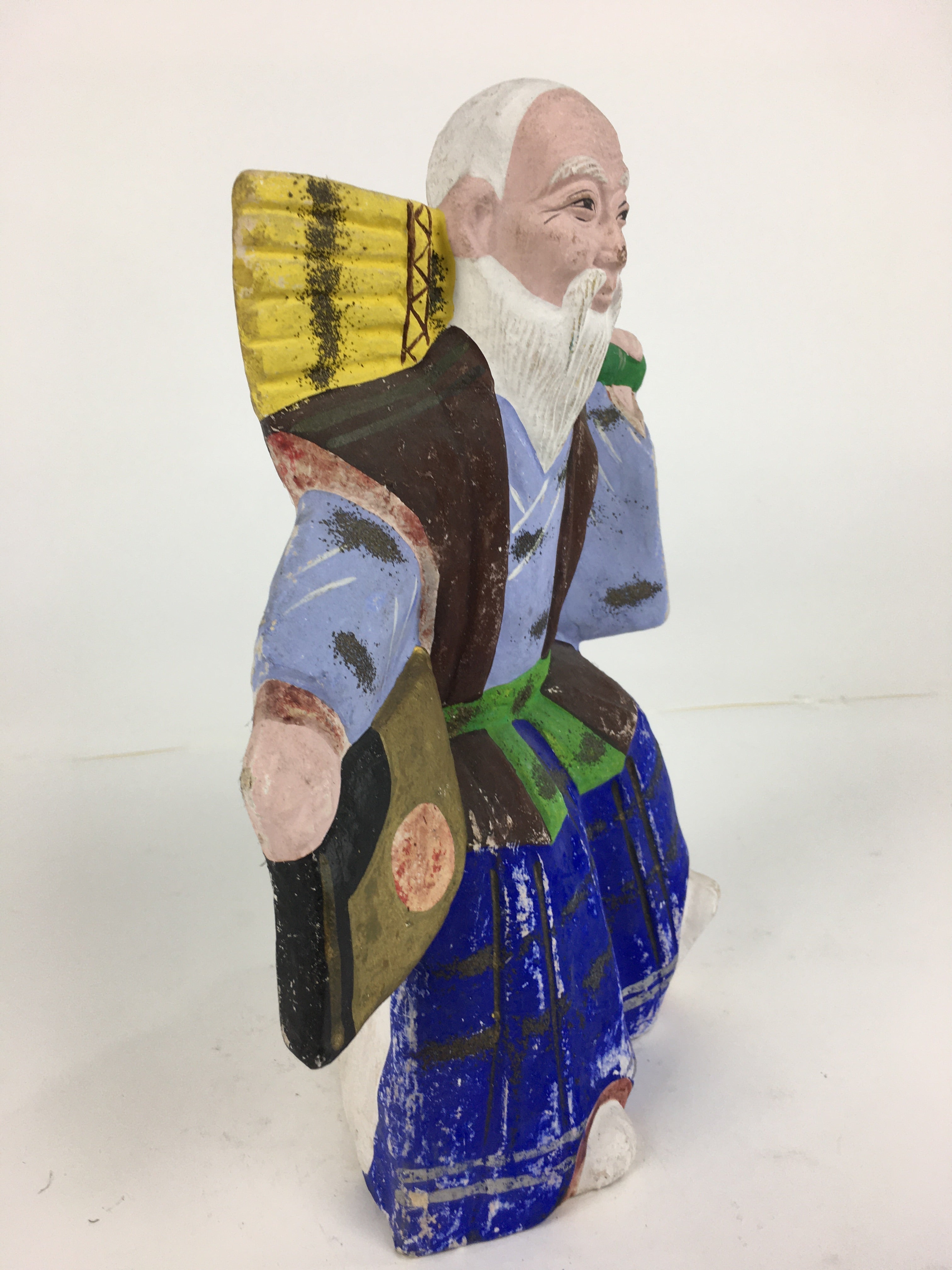 Japanese Clay Doll Vtg Ningyo Traditional Handicraft Kimono Old Man BD745