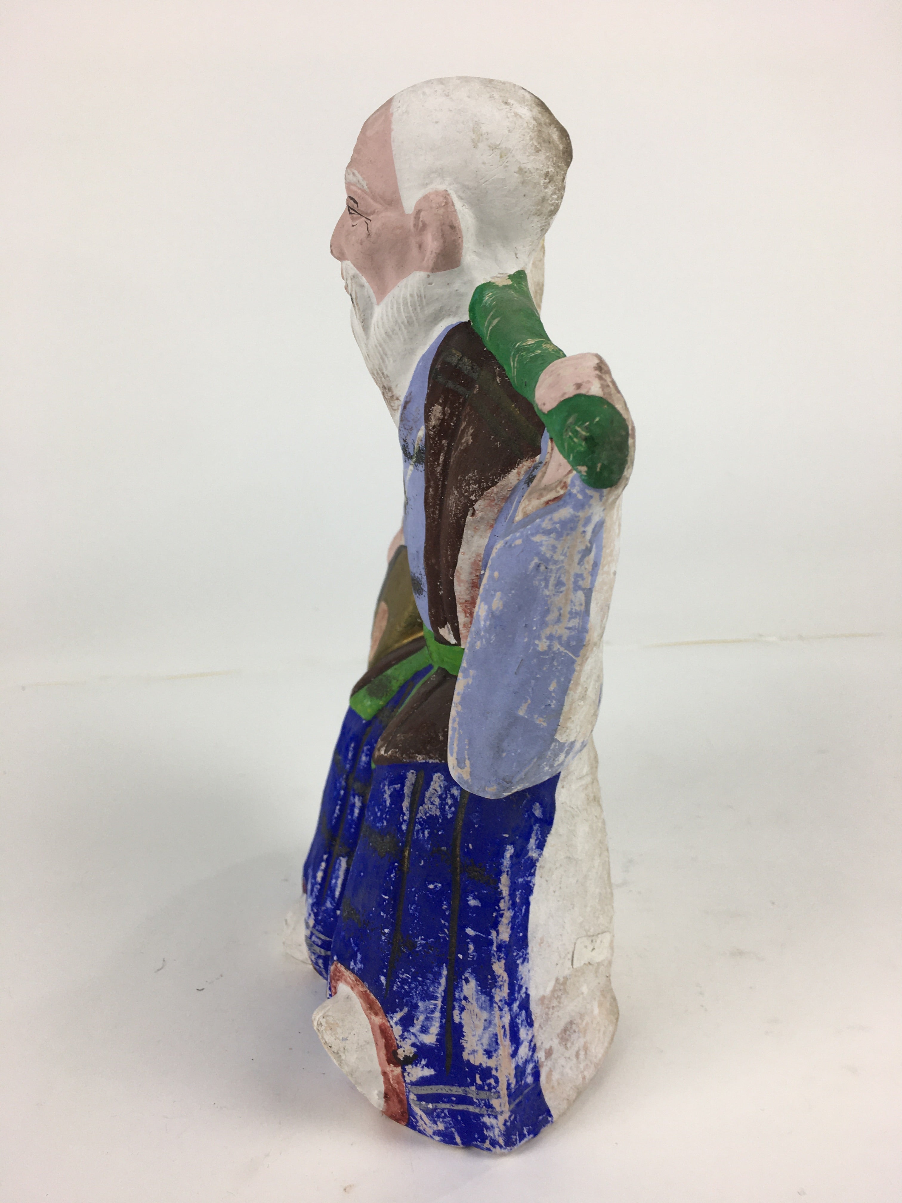 Japanese Clay Doll Vtg Ningyo Traditional Handicraft Kimono Old Man BD745