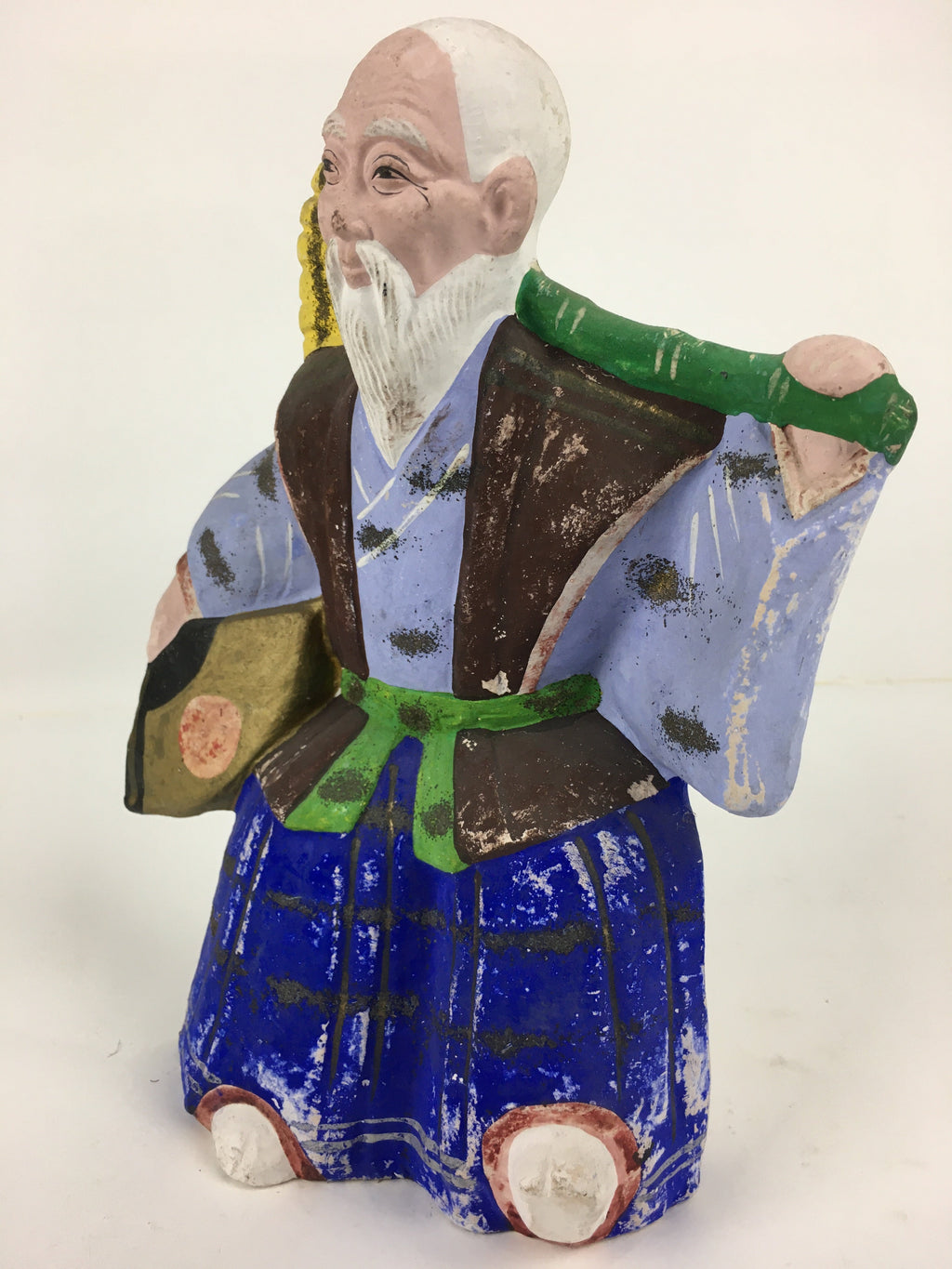 Japanese Clay Doll Vtg Ningyo Traditional Handicraft Kimono Old Man BD745