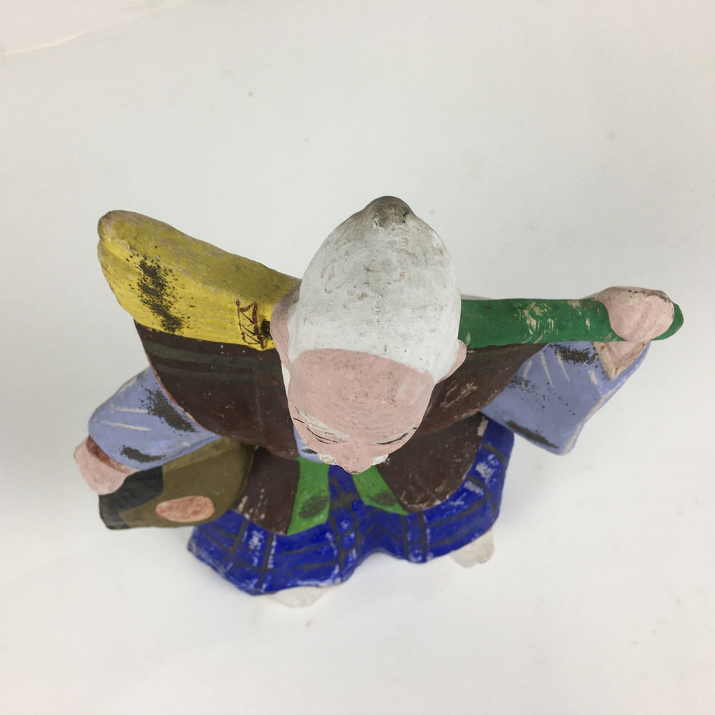 Japanese Clay Doll Vtg Ningyo Traditional Handicraft Kimono Old Man BD745